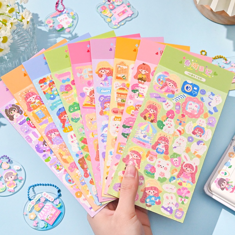 

Stiker Tempel Lucu Kartun Berkilauan Stiker Alat Tulis Siswa Deco DIY Card Stickers Lucu-336