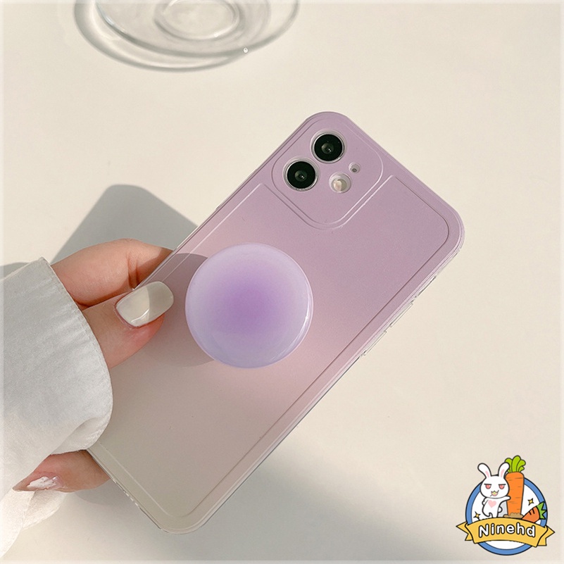 Huawei Y9 Prime 2019 Nova 9 7 7i 7se 6 SE Pro Nova 5T 4e 3i Y7A Y9s P30 Lite Mate40 30 Pro Honor 8X Ins Korea Gradasi Ungu Sederhana Braket Warna Solid Tahan Debu Casing Ponsel