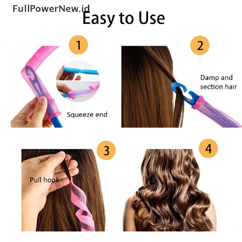 Power 10PCS (30-65cm) Rol Rambut Bentuk Siput Bukan Waveform Spiral Round Curl Hair tool ID