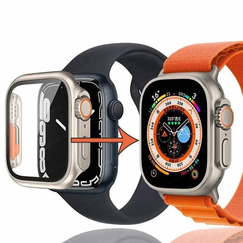 Perubahan Baru Ke iWatch Ultra 49mm Pelindung CaSE Untuk Apple Watch Series8 7 6 5 4 se 41mm 45mm 40mm 44mm Casing PC+Aksesoris Tempered Glass