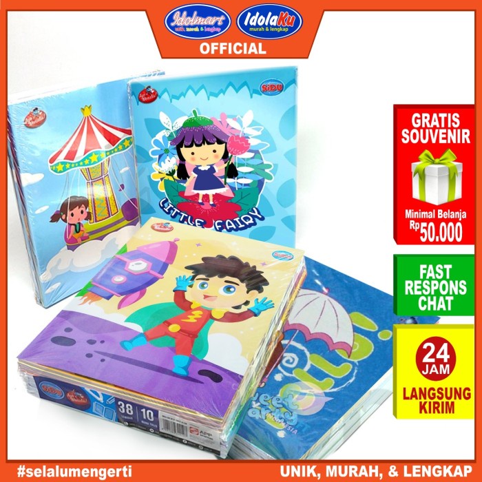 

DNN- IDOLMART Buku Tulis SIDU isi 38 Lembar Sinar Dunia 1 Pack Isi 10 Buku - cewek, Sidu Isi 38