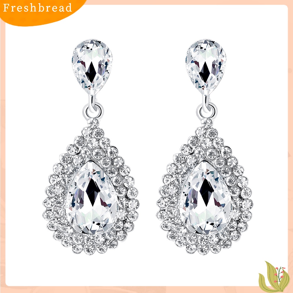 {In Stock} Mewah Tetesan Air Berlian Imitasi Wanita Anting Menjuntai Telinga Drop Perhiasan Pesona Dekorasi