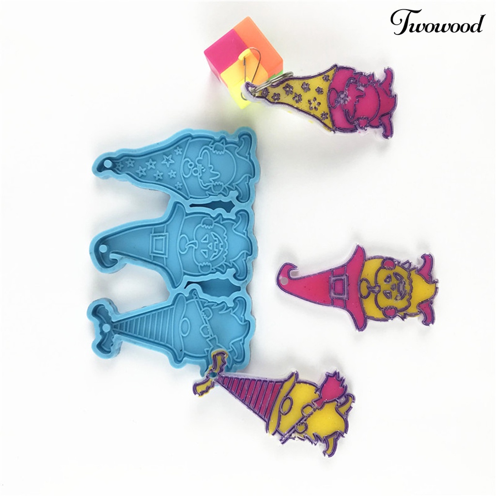 Twowood 1set Gantungan Kunci Cetakan Anti Lengket Dapat Digunakan Kembali DIY Silikon Paskah Gnome Liontin Kerajinan Tangan Membuat Cetakan Untuk Hadiah