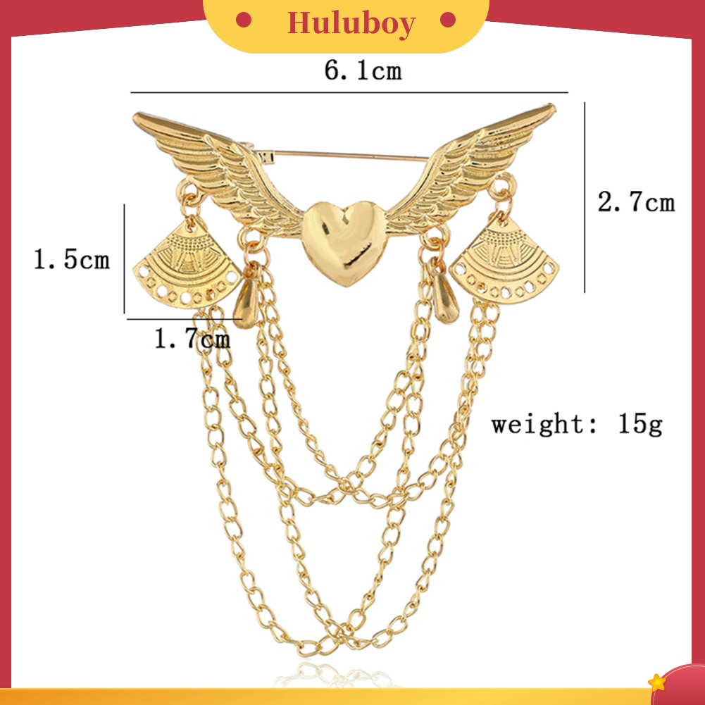 {Ready Stock} Retro Sayap Malaikat Jantung Kemeja Setelan Kerah Tip Kerah Bros Pin Dengan Rumbai Rantai