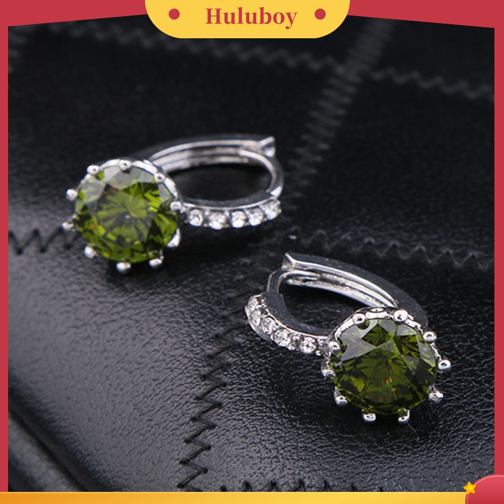 {Ready Stock} Wanita Bulat Cubic Zirconia Hias Huggie Hoop Earings Piercing Perhiasan Hadiah