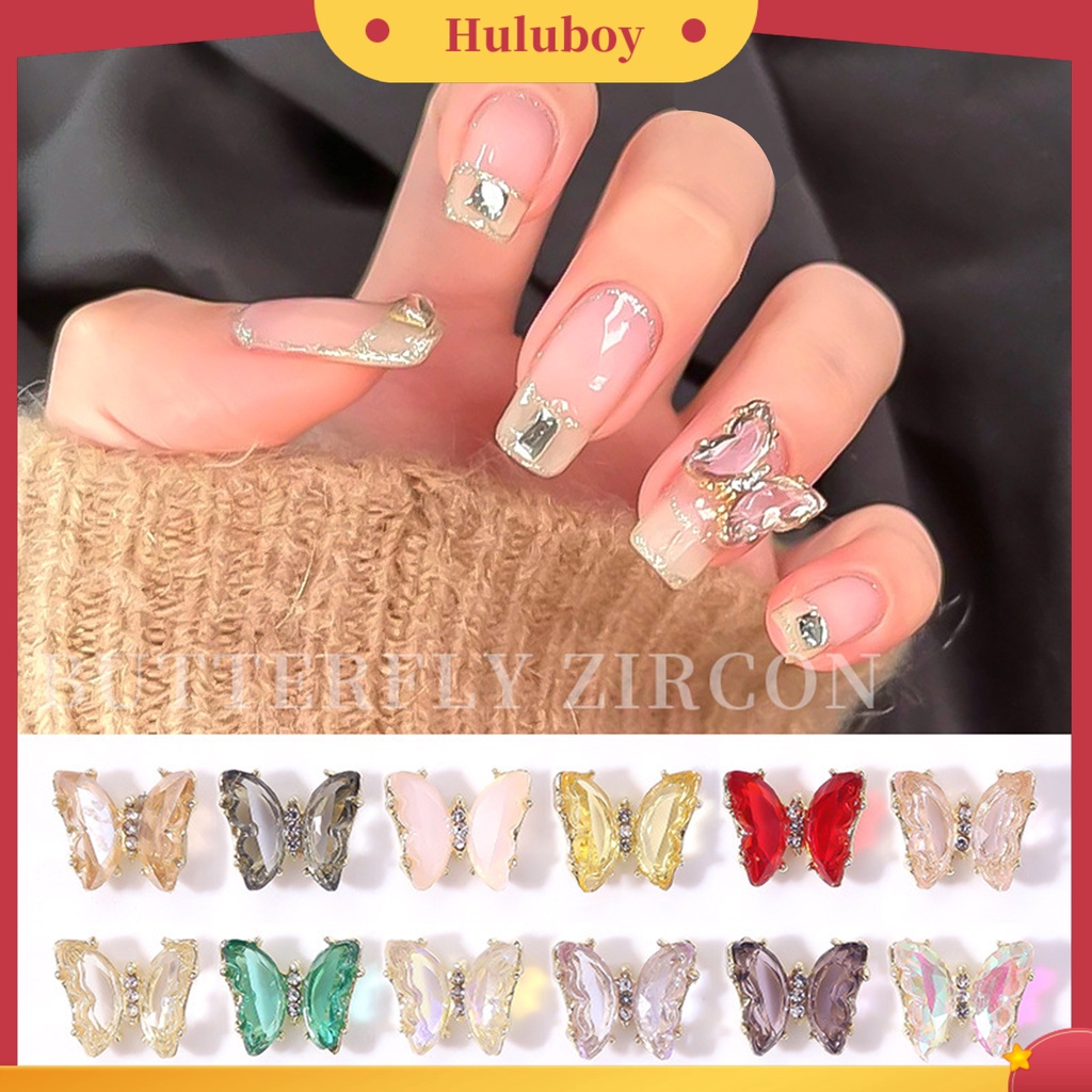 {In Stock} 10Pcs Dekorasi Kuku Bentuk Indah 3D Efek Visual Warna Vibrant Tampil Realistis Warna-Warni Kupu-Kupu DIY Nail Art Ornamen Pesta Nikmat Perlengkapan Kuku