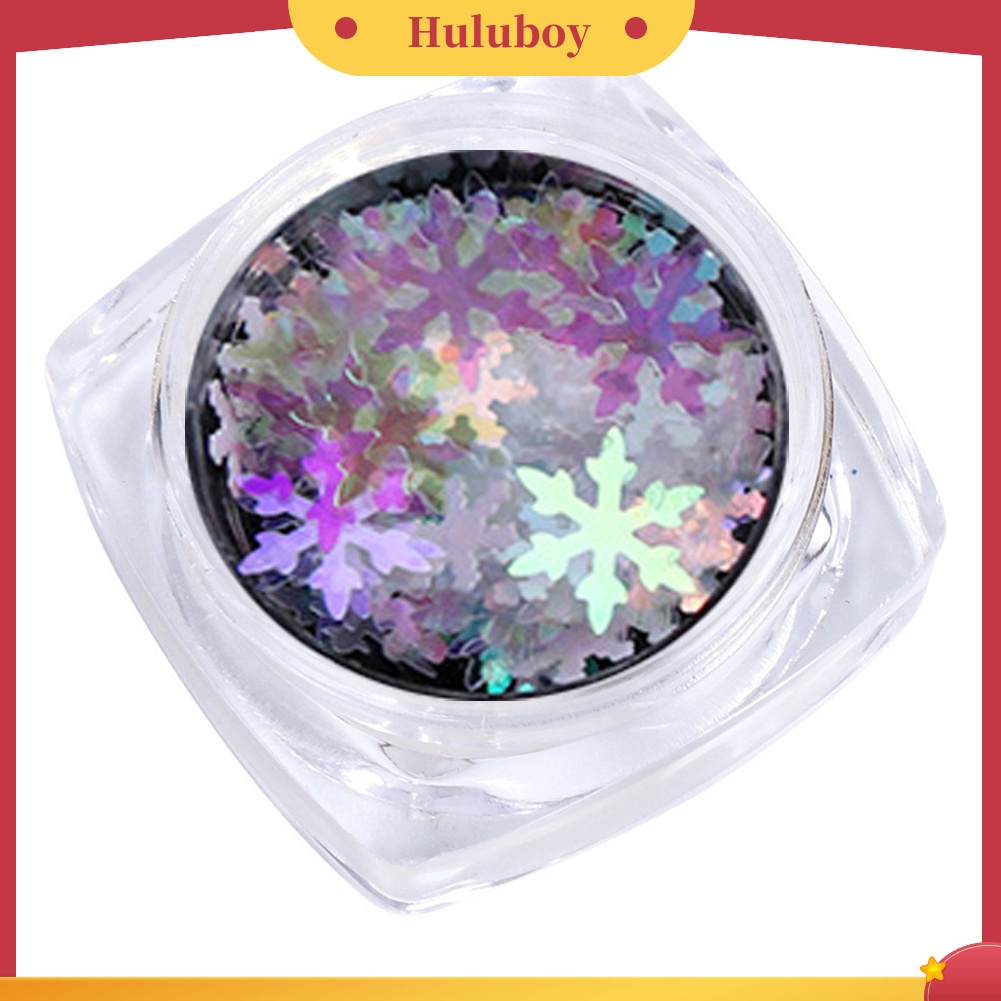 {In Stock} 1kotak Natal Dekorasi 3D Glitter Snowflake Nail Art Sequin Ultra-Tipis Flake