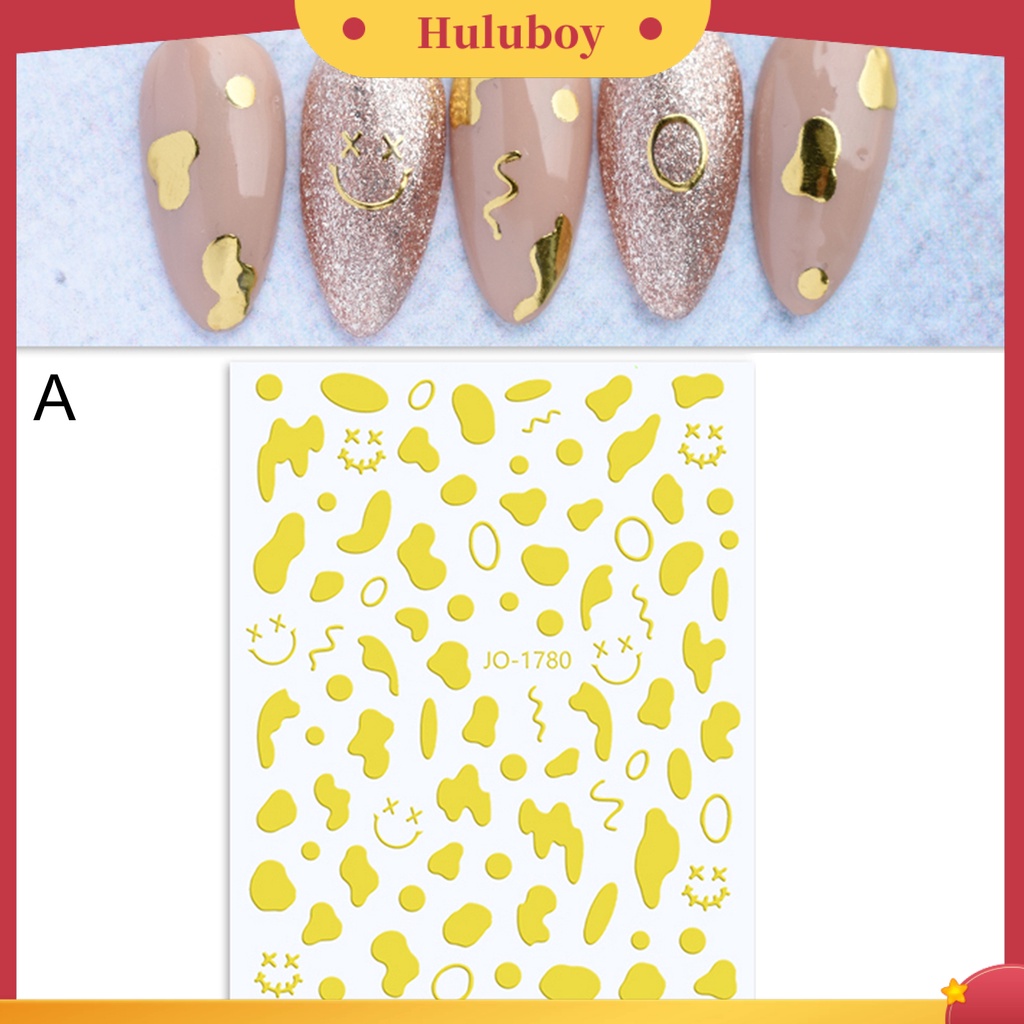 {In Stock} Stiker Kuku Pola Tidak Teratur Warna Hidup Mengkilap Efek Visual Kuat Lengket Bingkai Kertas Hias Perekat Diri Berkilau DIY Nail Art Decal Nail Supplies