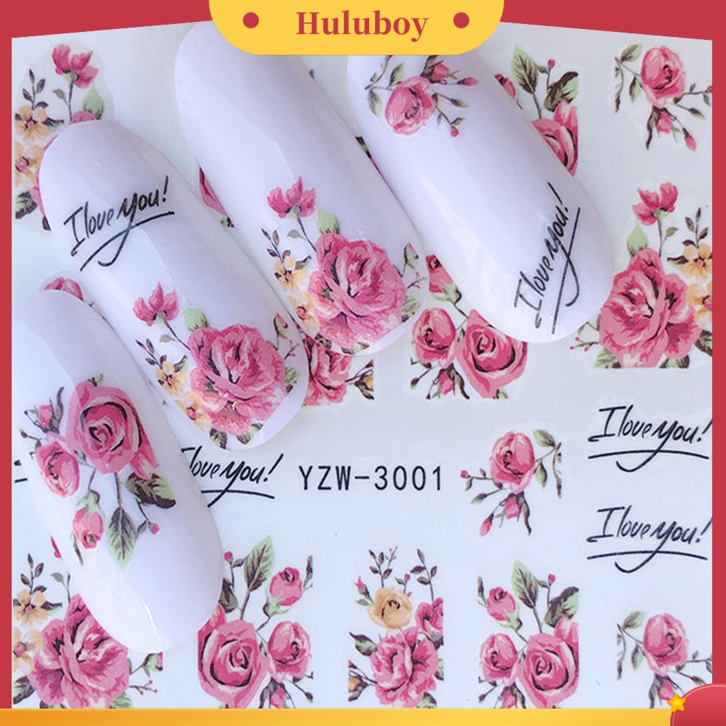 {In Stock} Stiker Kuku Transfer Air Banyak Gaya Motif Bunga Fancy Stiker Perekat Diri
