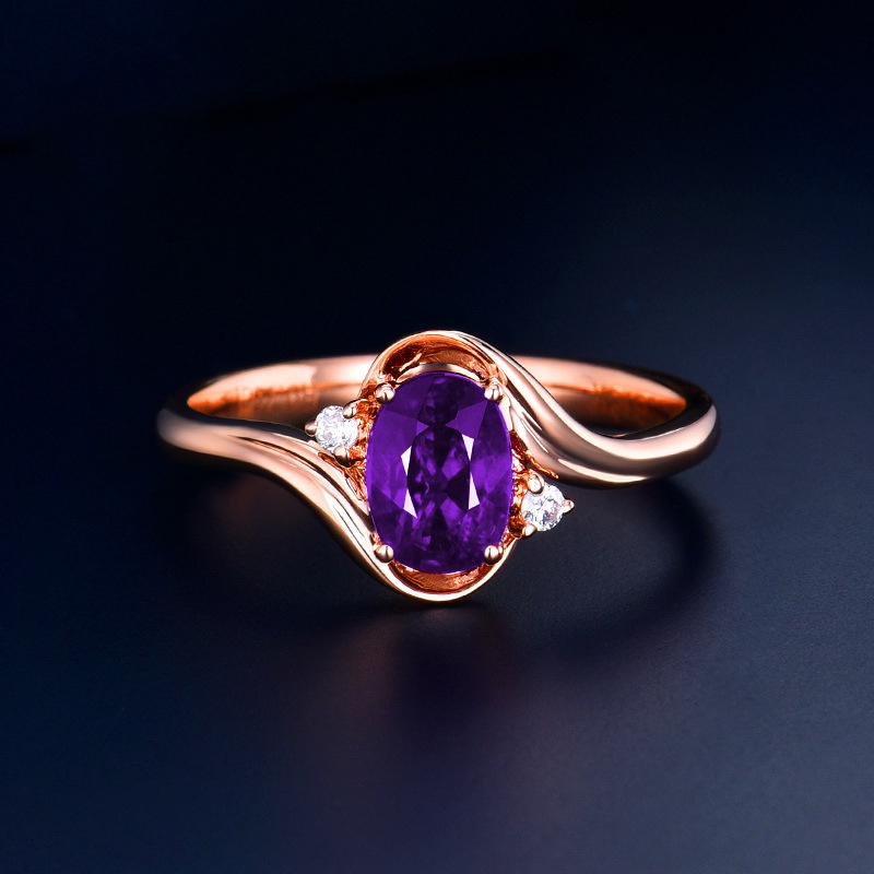 Goldkingdom Aksesoris Perhiasan Fashion Ready Stock Cincin Harta Karun Warna-Warni Amethyst Cincin Terbuka Ins Gaya Tren Fashion Sederhana Cincin Yang Dapat Disesuaikan Perempuan