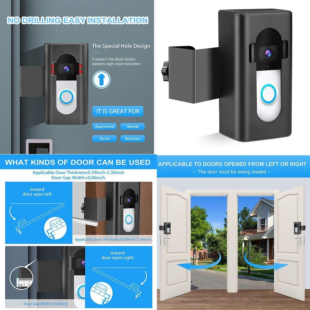 POPULAR Video Doorbell Mount Tidak Perlu Bor Aksesoris Bel Pintu Hitam Gerak