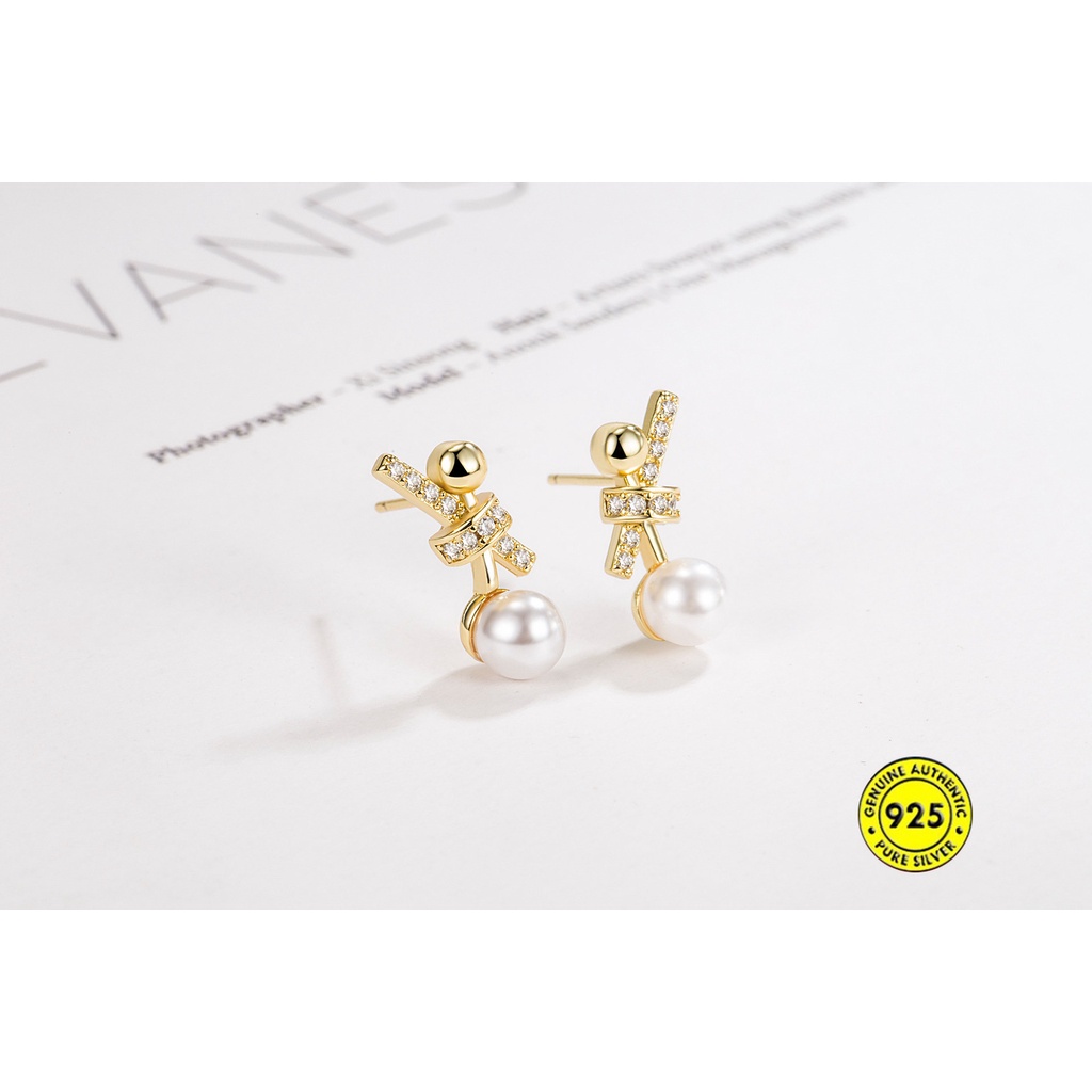 Anting Wanita Mutiara Berlian Imitasi Shell Simpul Emas 18K U1213