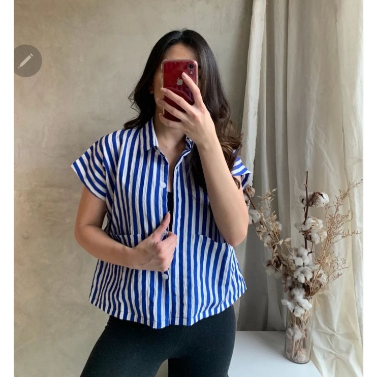 RYU STRIPE TOPS atasan kemeja wanita