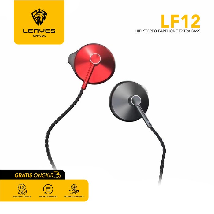 Headset Stereo LENYES LF12 Hifi Extra Bass with Handsfree Microphone handsfree earphone ear in ear bud microphone kabel tanpa