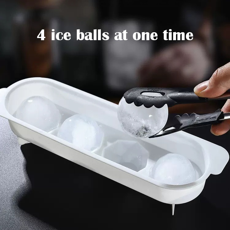 4-grid 5 cm Besar Es Bola Cetakan Cocktail Whiskey Ice Ball Maker Bahan PP Ice Cube Tray Bentuk Berlian Cetakan Es Dapur Bar Perlengkapan Pesta