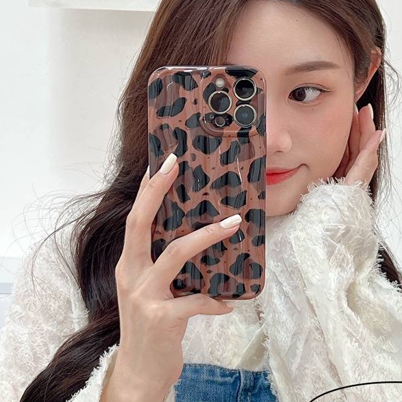 Fashion！Vintage Brown Leopard Print Soft Case iP iPhone 11 12 13 14 + Plus Pro Max FTD IMD Casing Apple