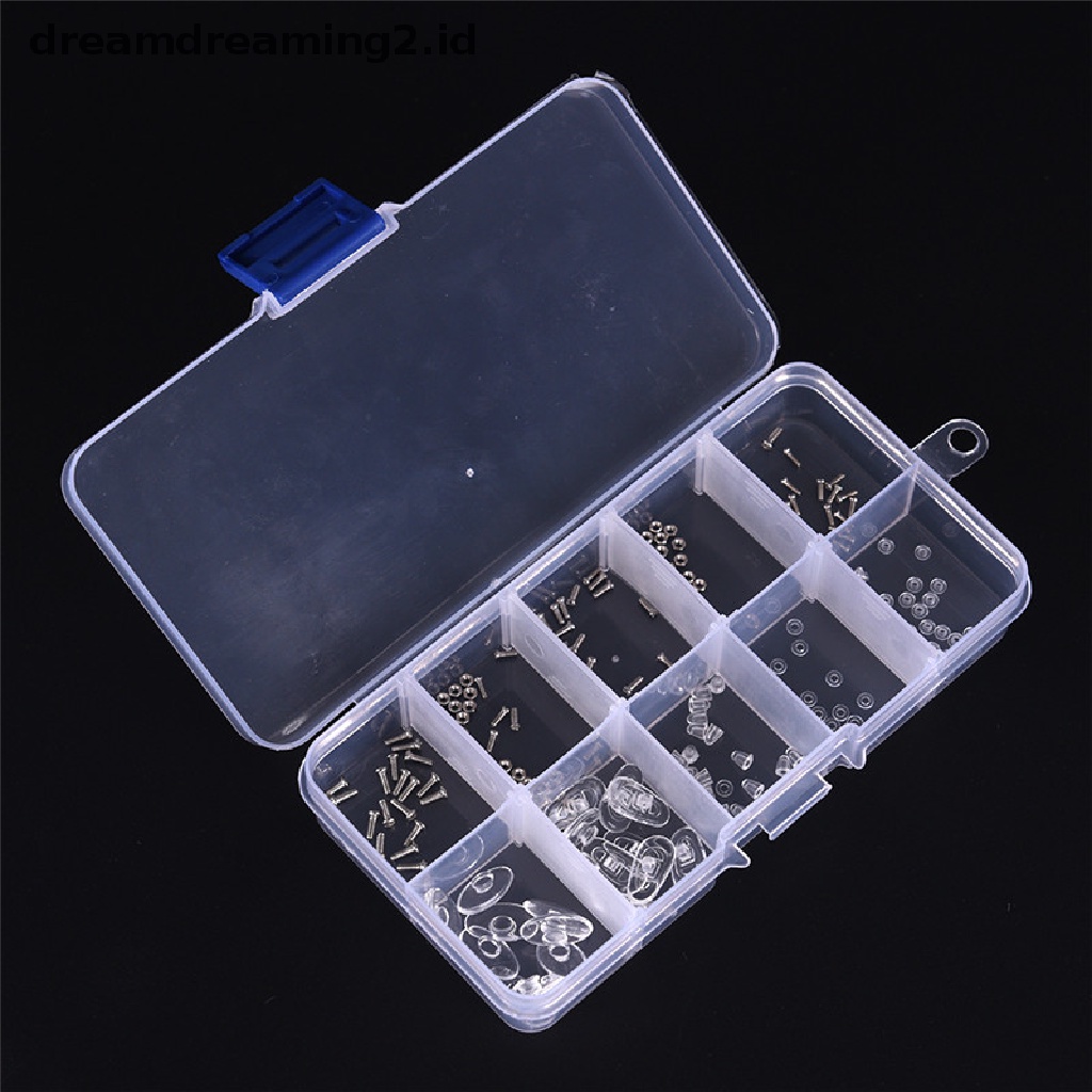 (hot) Screw Nut Nose Pad Set Perbaikan Optik Assortment Sunglass Tool Kit Untuk Kacamata//