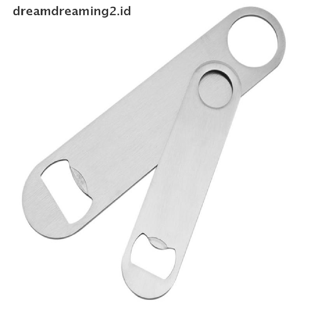 (hot) Pembuka Botol Bir Mini Tahan Lama Stainless Steel Flat Speed Bottle Cap Opener//