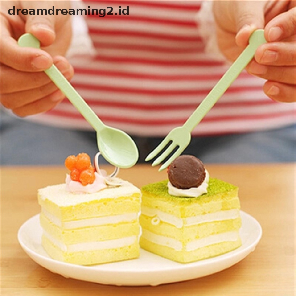 (hot) 1set Garpu Buah Dessert Sendok Peralatan Makan Kue Dessert Makanan Bento Lunches Decor//