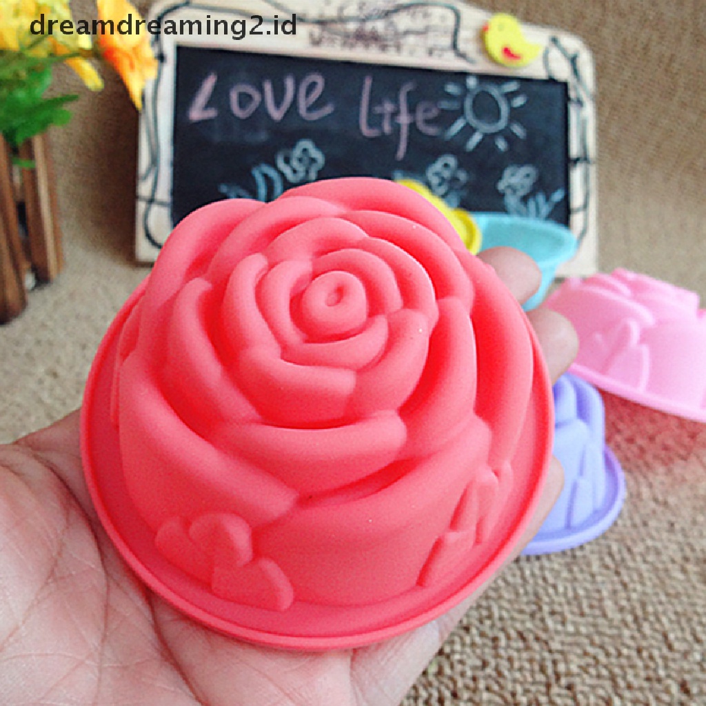 (hot) 1pc Rose Cake Baking Cetakan Silikon Coklat DIY Membuat Es Krim Baking Pastry//