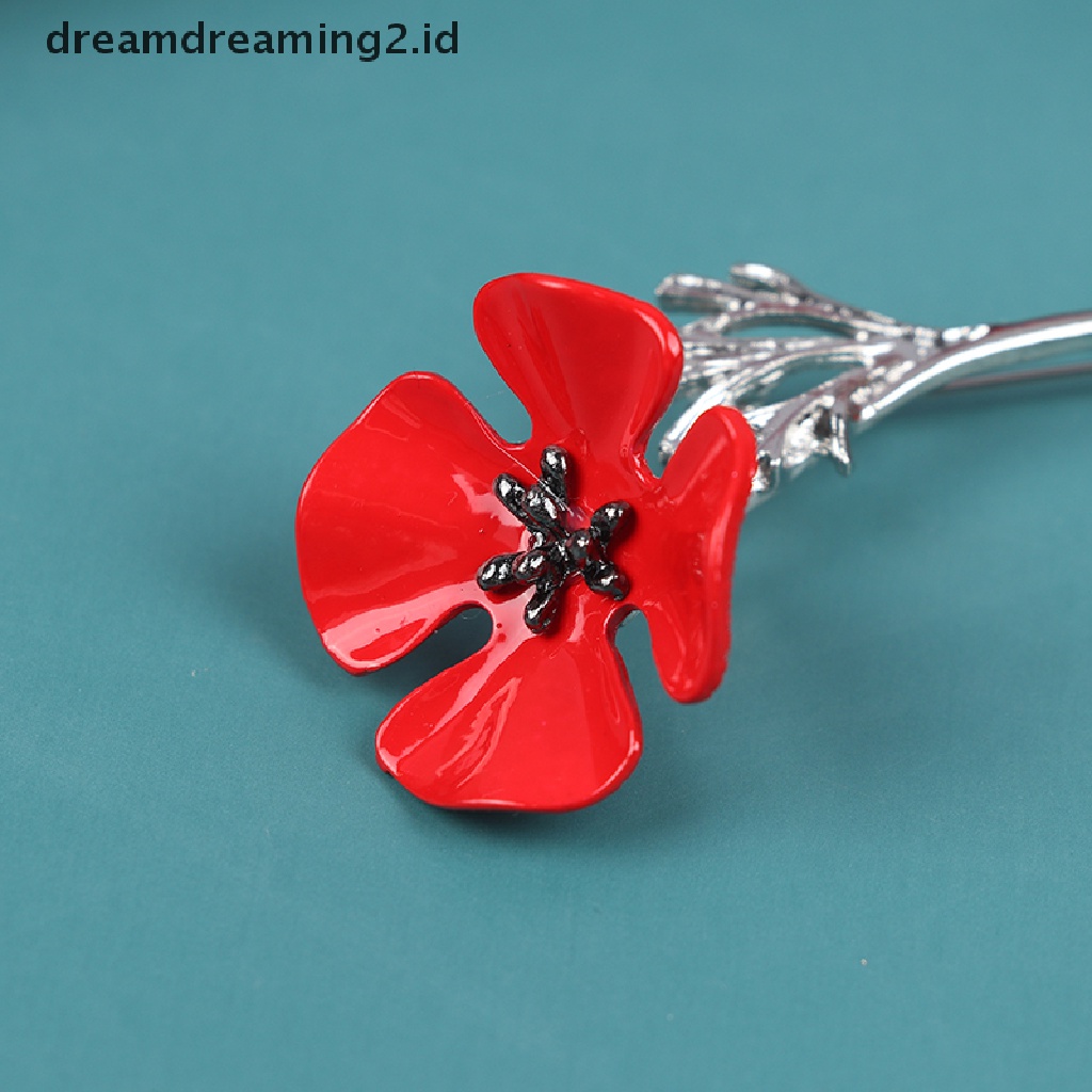 (hot) 1pcs Retro Kreatif Poppy Bunga Bros Jas Pakaian Kemeja Kerah Pin Brooch//