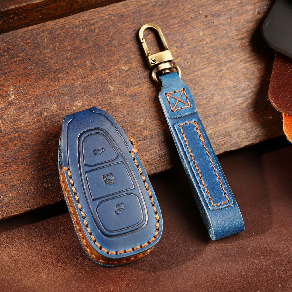 Leather Car Key Case Fob Penutup Pelindung Kunci Mobil Keychain Aksesoris Ford Fiesta Focus3 4 Mondeo Ecosport Kuga Focus ST