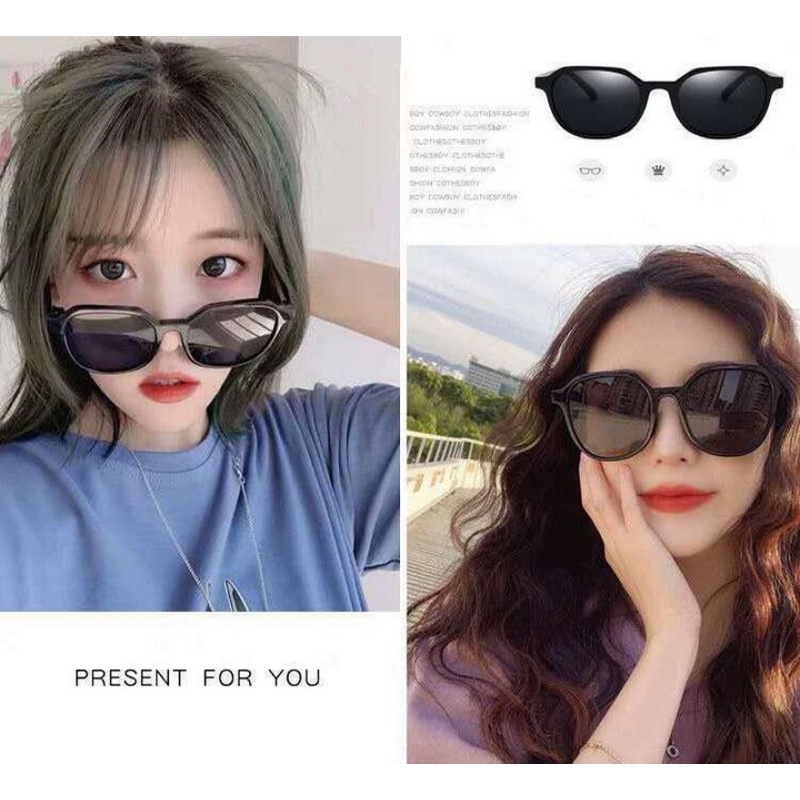 Papaozhu Chic Hitam Perlindungan UV400 Square Frame Sunglasses Untuk Wanita Pria Unisex Keren Fashion Kacamata Warna Kaca Matahari Eyewear