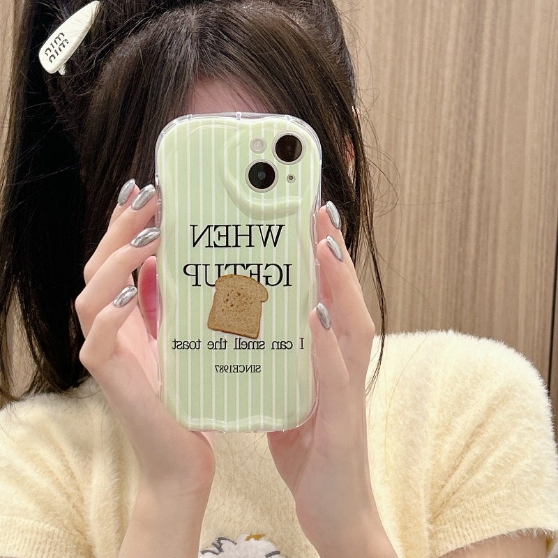 Untuk iPhone Case14 13 12 11 Pro Max Lurik toast Pola Wavy border Anti-drop preservation Kamera