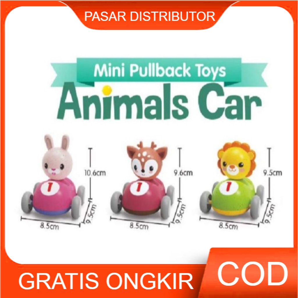 Mainan Anak ANIMAL CARS PULL BACK Mini Pull Back Toys Mainan Edukasi