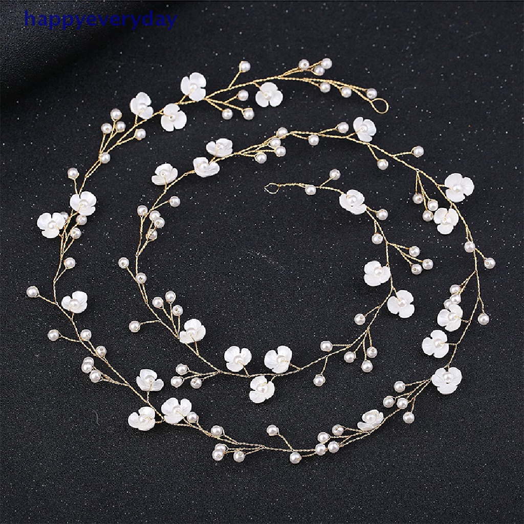 [happy] Bando Kristal Aksesoris Rambut Pernikahan Handmade Bunga Mutiara Untuk Pengantin Perempuan [ID]