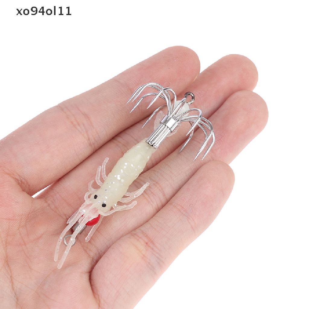 Xo 1PC Luminous Squid Jigs Glow Udang Kayu Dengan Kait Gurita Cumi Umpan Pancing OL