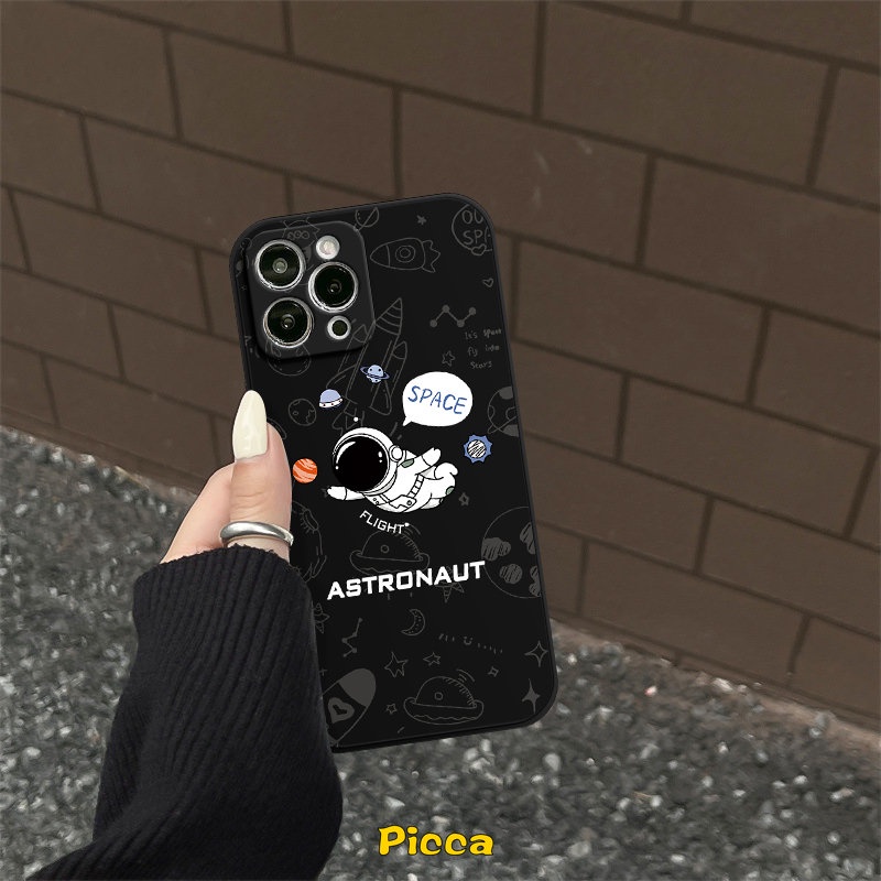 Casing Astronot Luar Angkasa NASA Realme C35 C12 C33 C20 C30 C15 8pro 10 9 9i C31 C25s C25Y 8 10 5i 6i 7 C3 5 7i C17 C21Y C21 C25 C11 8i Kartun Lovely Soft Straight Edge Case