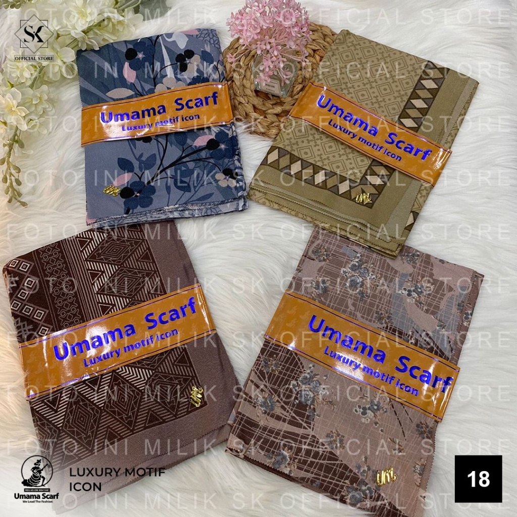 Jilbab Pilih Motif Warna Luxury Motif Metal LOGO UM GOLD Umama scarf 110x110cm PART2