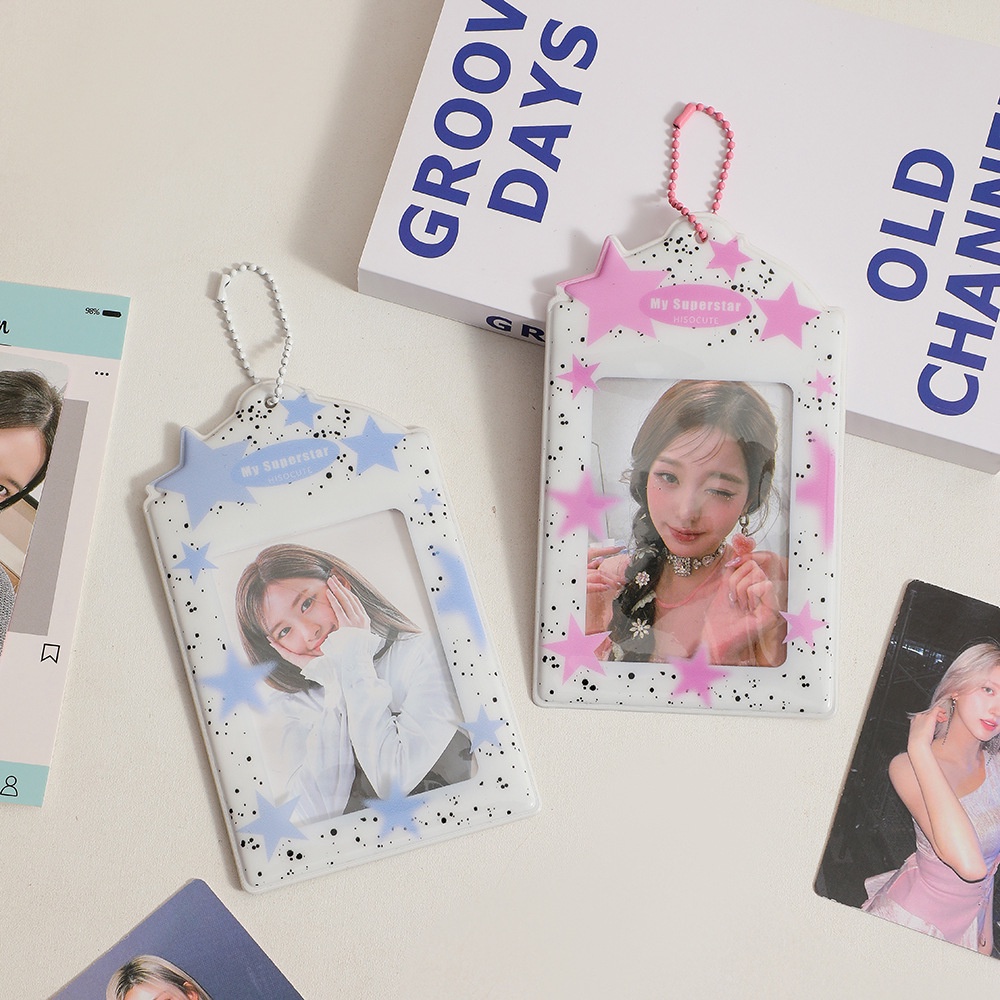 3inch Korean Star Card Holder With Chain Idol Photocard Pelindung Case Kartu Kredit ID Card Holder Tag Nama Alat Tulis