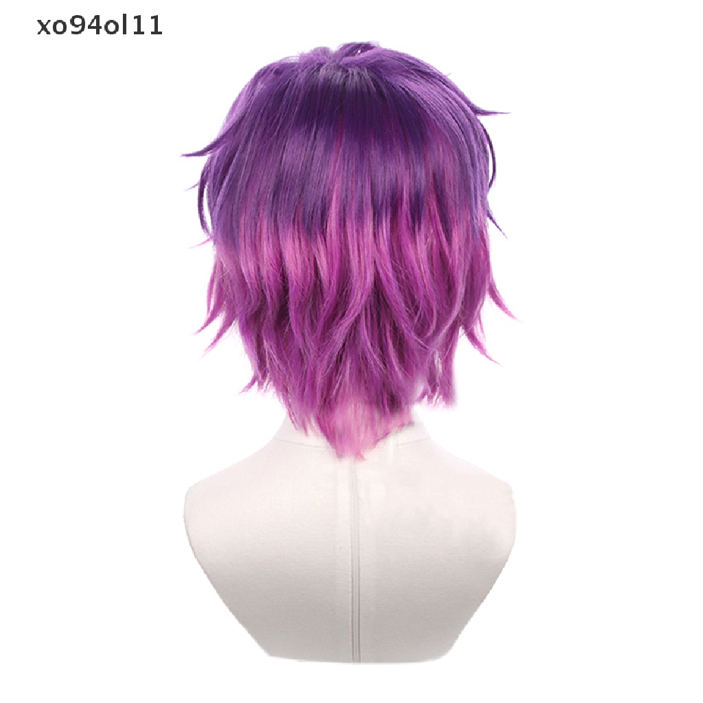 Wig Pendek XO Uki Violeta Cosplay Anime Rambut Gradasi Warna Campur Untuk Pria Wanita OL