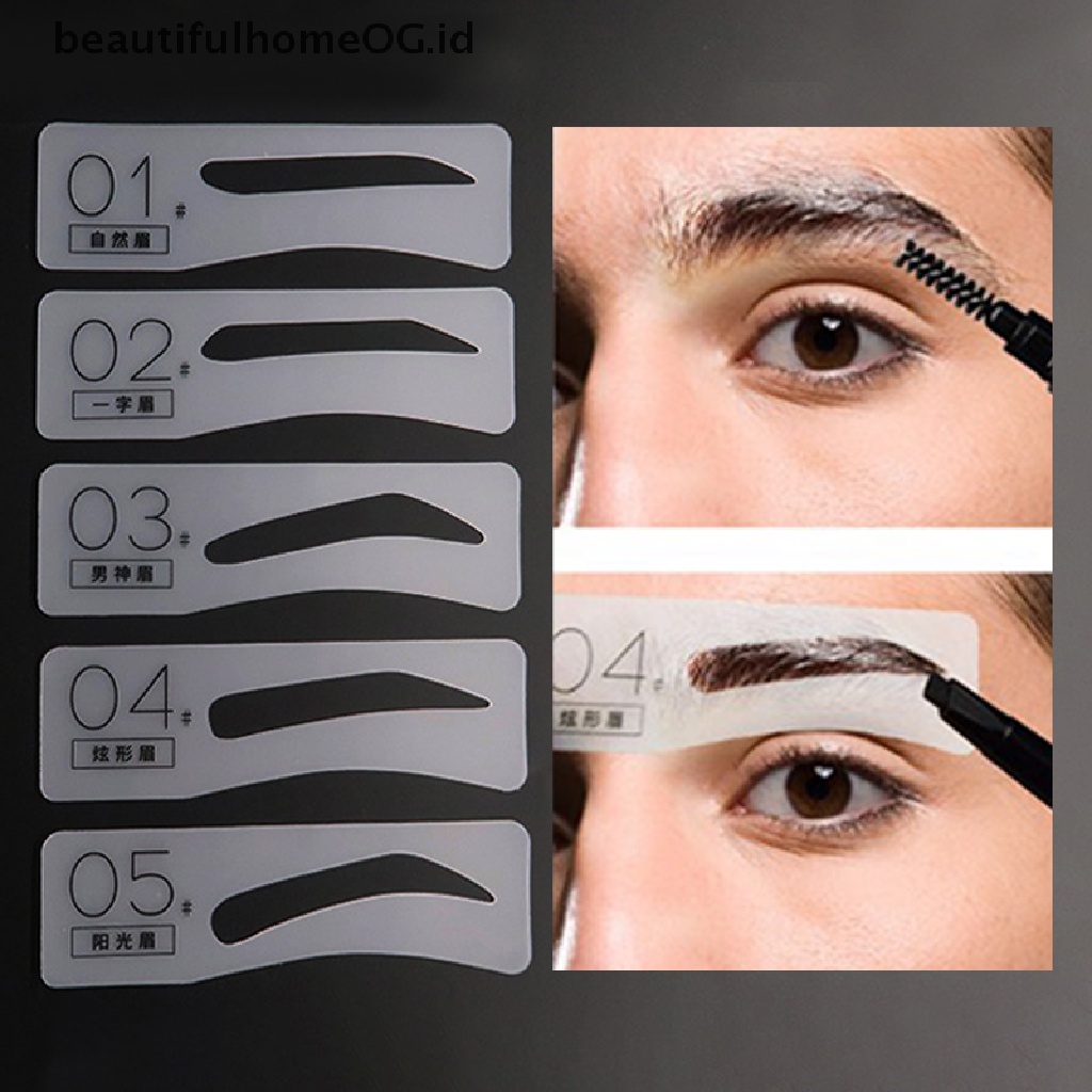 // Lebaran// 5Pcs Pria Pembentuk Alis Membentuk Stensil Grooming Pesona Kartu Alis Template Makeup **