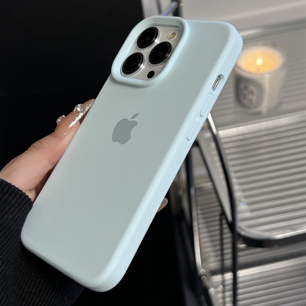 IPHONE Morandi Warna Casing Silikon Cair Iphone14 Plus Soft Case Untuk Iphone11 12 Pro Max13 14 Pro Max Full Cover Shockproof Soft Case