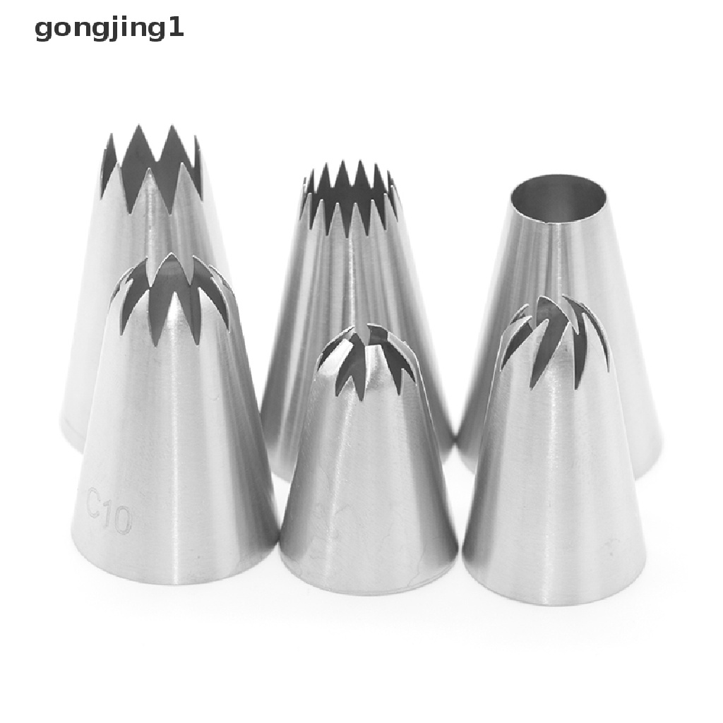 Ggg 6PCS/Set Cream Piping Nozzle Pastry Fondant Icing Tips Alat Baking Untuk ID Dapur