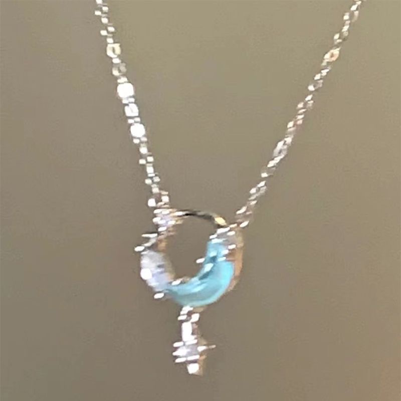 Kalung Rantai Silver Sweet Pink Zircon Bow Wing Butterfly Heart Key Pendant Choker Untuk Perhiasan Aksesoris Wanita