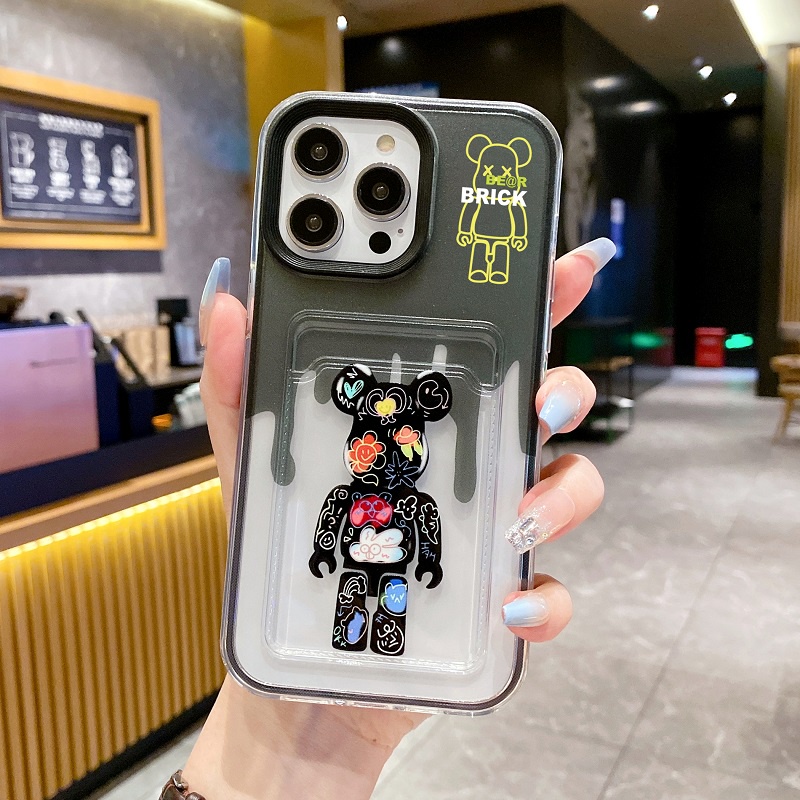 3in1 Desain Lengan Kartu Pelindung Untuk iPhone Case14 13 12 11 Pro Max X XR XS Max7 8 Plus Chaopai Violent Bear