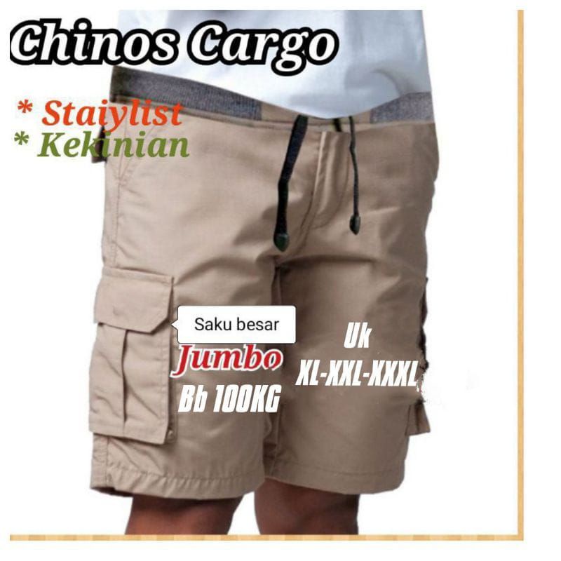 Celana pendek cargo pria jumbo kolor chinos kargo