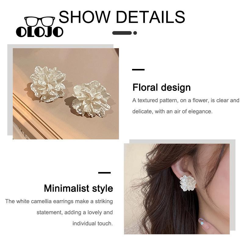 【COD】Anting Pejantan Camellia Polos Anting Lucu Trendi Sederhana925 Perak Temperamen Gadis Anting Bunga Camelia Musim Semi Musim Panas