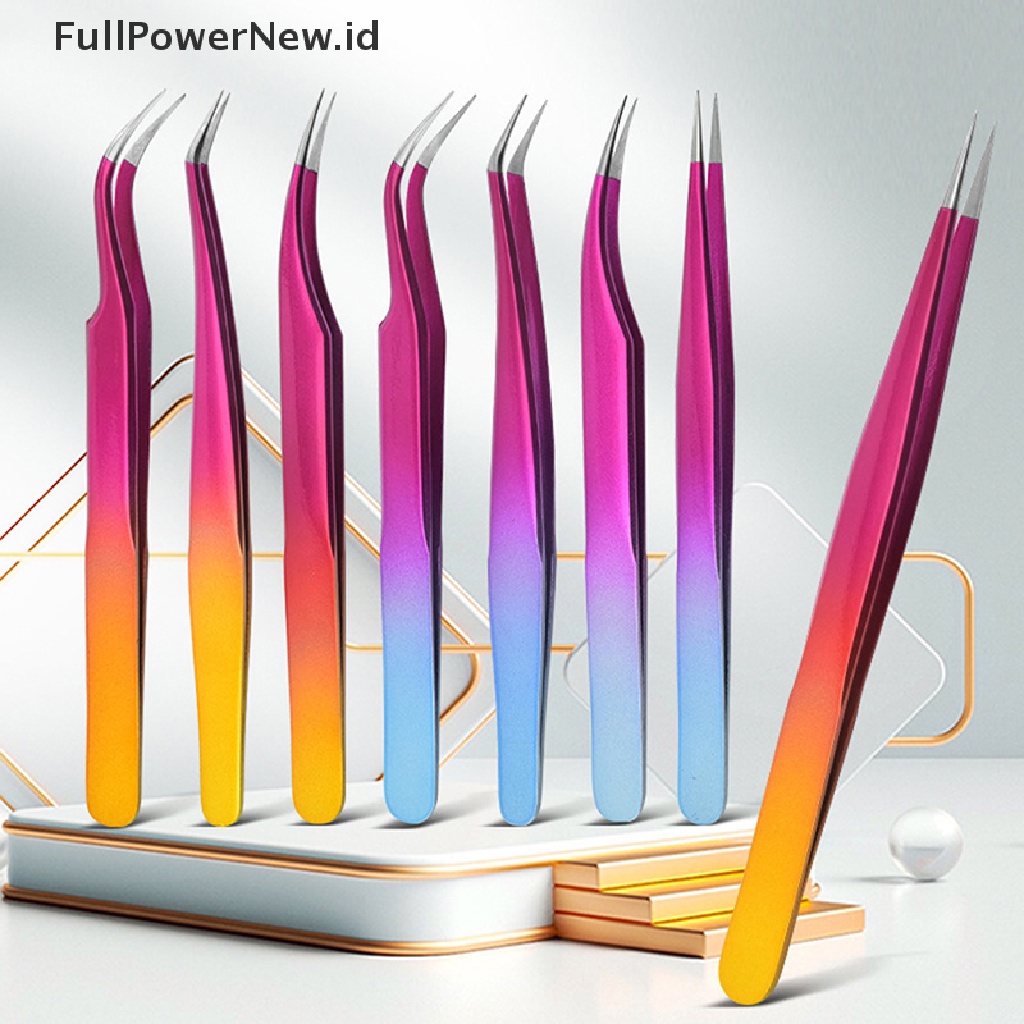 Power 1PC Pinset Ekstensi Bulu Mata Lurus &amp; Melengkung Stainless Steel Manicure Tools ID