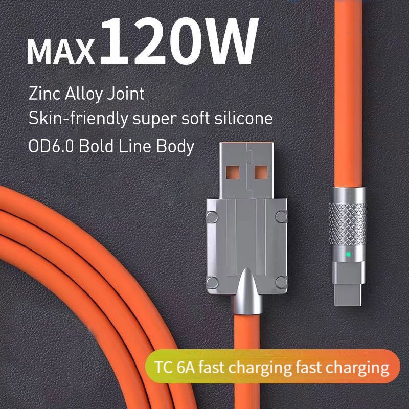 120W 6A Kabel Data Fast Charging Micro Usb Type-C Cable 1M