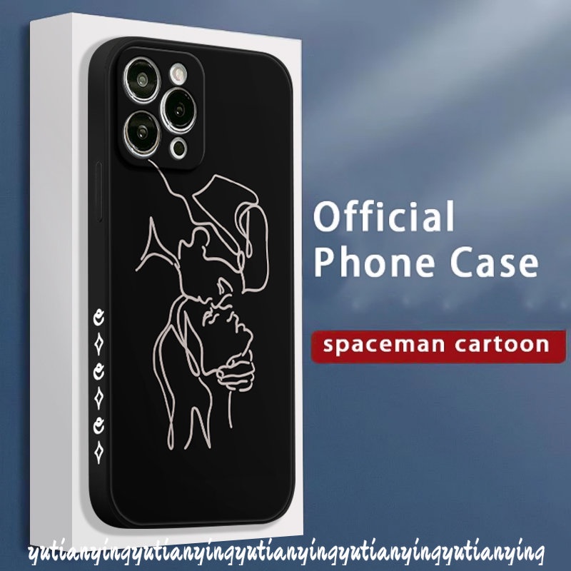 IPHONE Casing Ponsel Ilustrasi Tepi Lurus Kompatibel Untuk Iphone11 13 14 12 Pro Max 7Plus X XS XR Max 6S 6 8 7 Plus SE 2020 Seni Sederhana Abstrak Geometri Wajah Cetak Samping Soft Cover