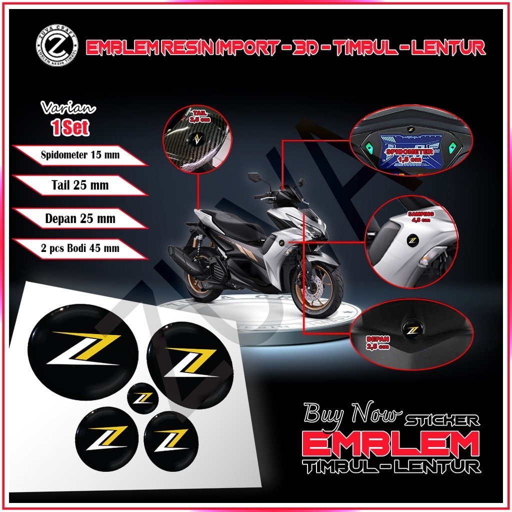 STIKER MOTOR 1 SET STIKER MOTOR LOGO ZELIONI STIKER NMAX STIKER AEROX STIKER EMBLEM NMAX AEROX LEXI