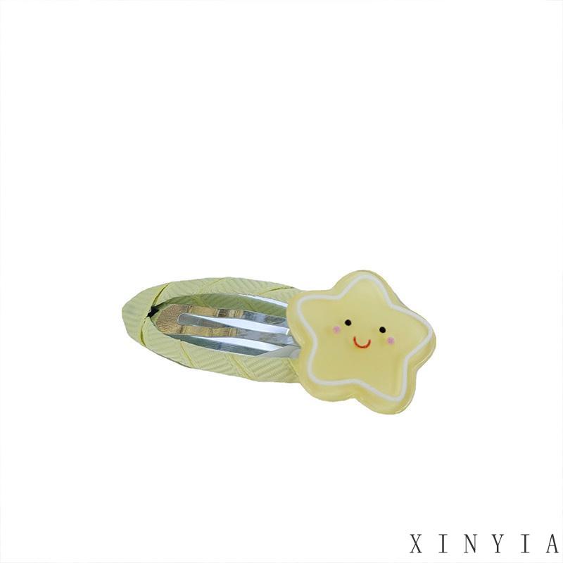 [xinyia.id11] Jepit Rambut Kain Bungkus Oval Bintang Krem Simple Lovely Girl Bang Hairpin