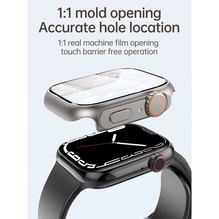 Kaca+case Untuk Apple Watch8 7 45mm 41mm 44mm 40mm Pelindung Layar Cover Ganti Ultra Bumper iWatch Series4 5 6 SE Aksesoris