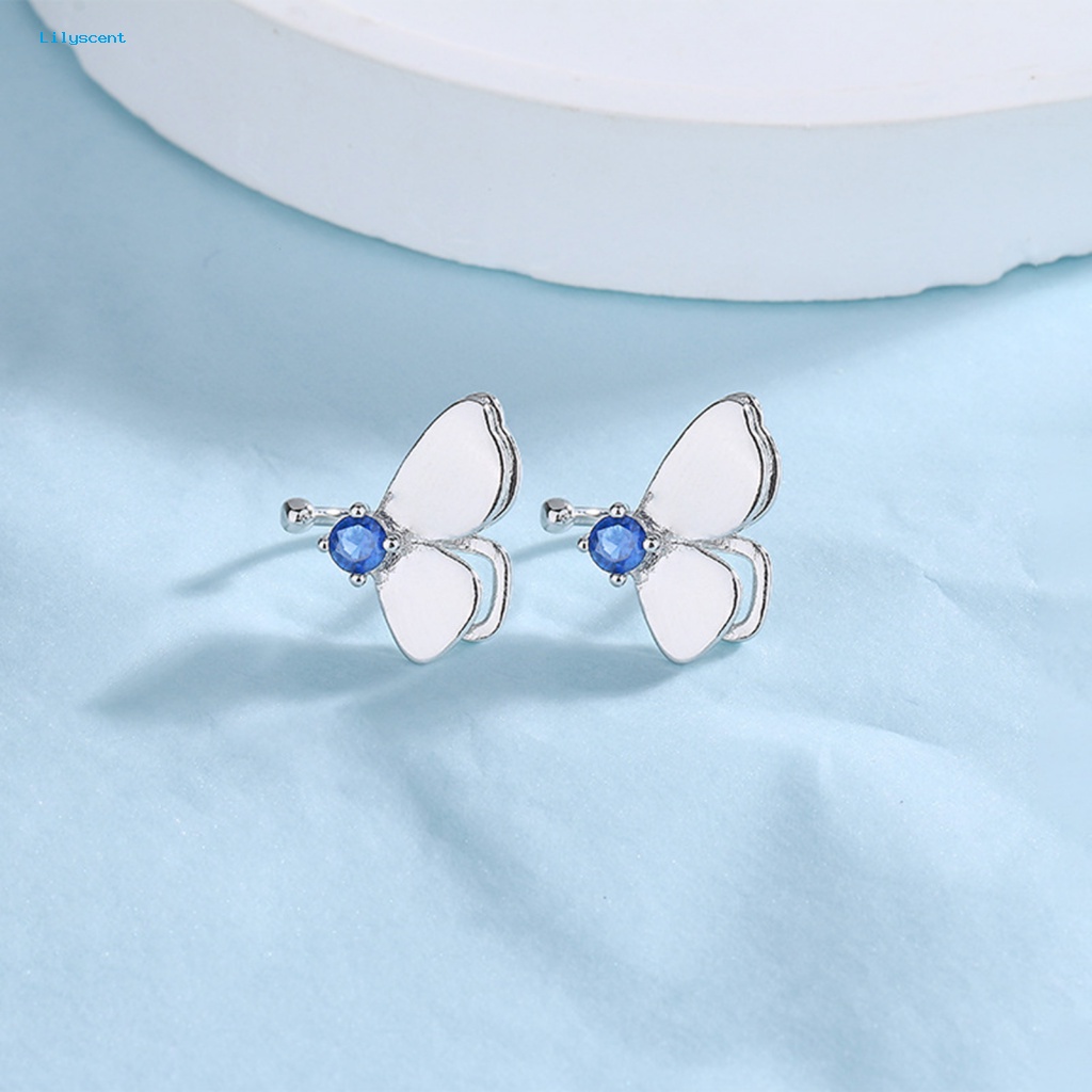 Lilyscent 1Pc Klip Telinga Fadeless Untuk Pakaian Sehari-Hari Double Layer Butterfly Clip Earring Perhiasan Aksesoris Keren