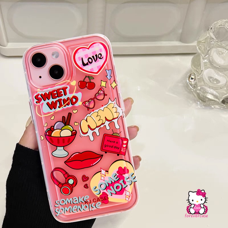 Tahan Guncangan Airbag Soft Case Redmi Note11 9 10 10s 11s Note11 Note10s Note10 Note9 Redmi A1 10A 9A 10 9C NFC 9T INS Pink Bintang Love Hati Sweet Wind Label Tpu Cover